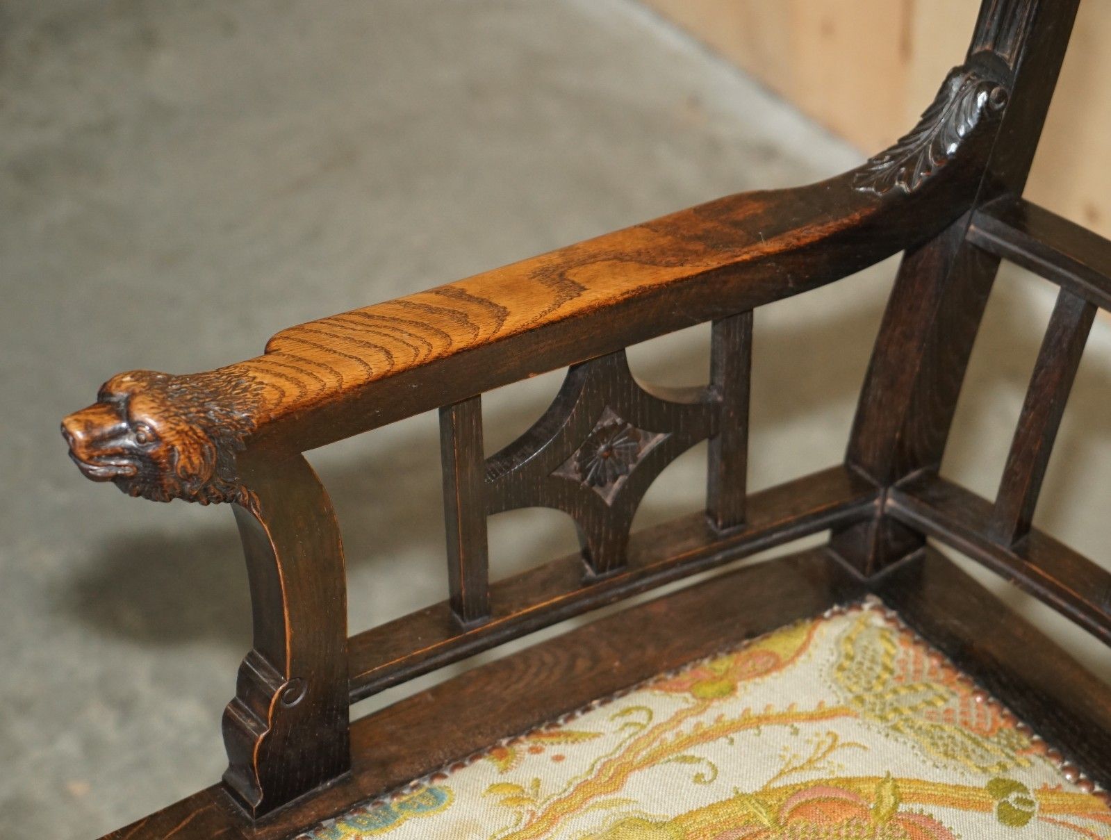 photo for sale One Of A Kind 1888 Dated Hand Carved Armchair Made From 3000 Year Old Timber