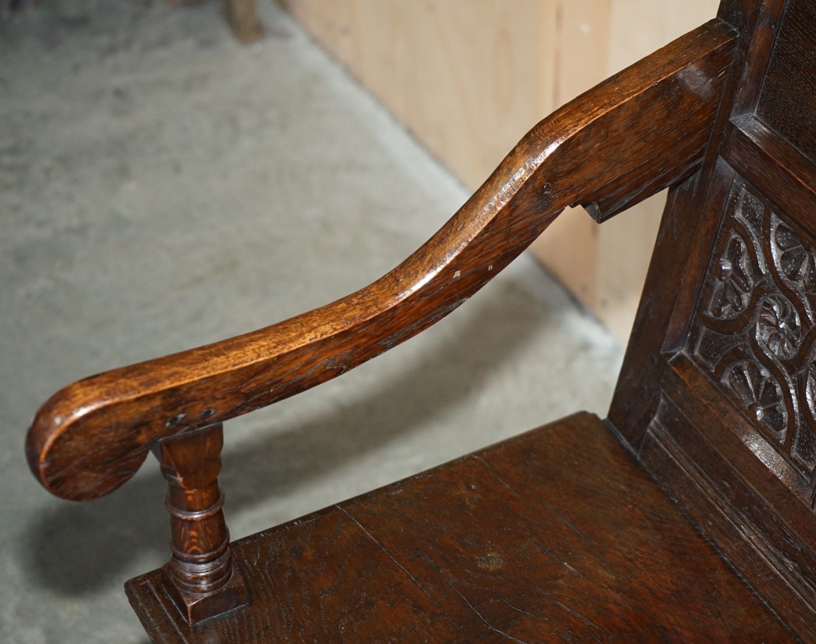 Furniture Antique Exceptionally Rare 1677 Dated John Hall Armchair Northern England Oak photo