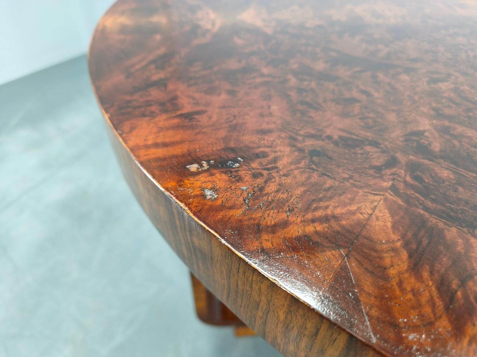 Art Deco Walnut Veneer Coffee Table, Czechoslovakia, 1930s photo vintage