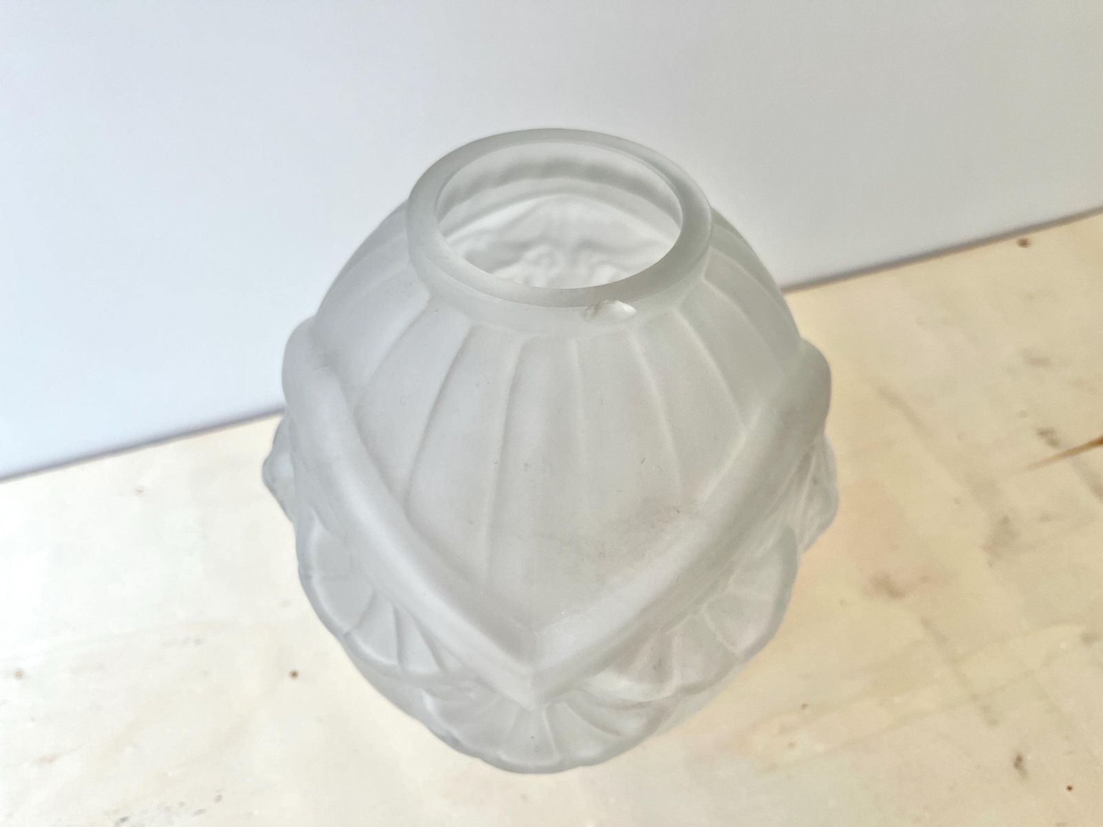 Antique Art Deco Vase Signed Verçais France, Geometric Frosted Flower Vase By Schneider 1925s photo 207.0