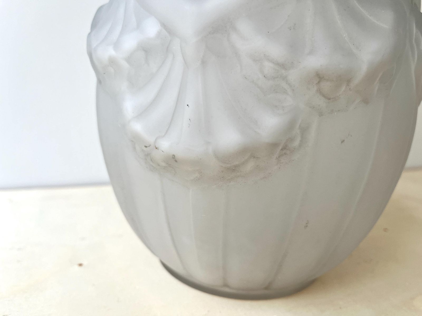 Antique Art Deco Vase Signed Verçais France, Geometric Frosted Flower Vase By Schneider 1925s photo buy