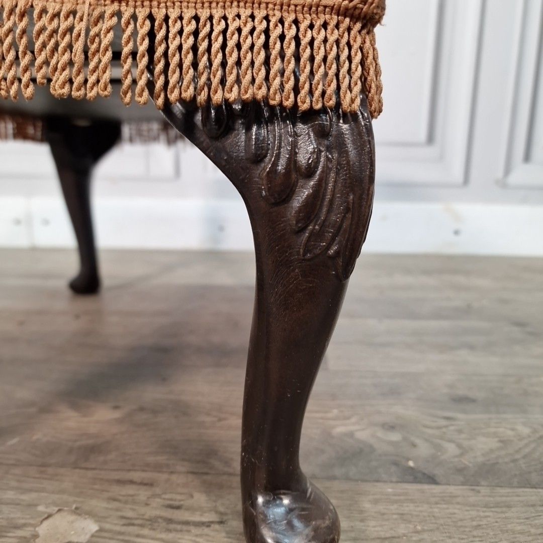photo buy Antique Style Adjustable Footstool Mahogany Cabriole Legs Foot Rest Vintage