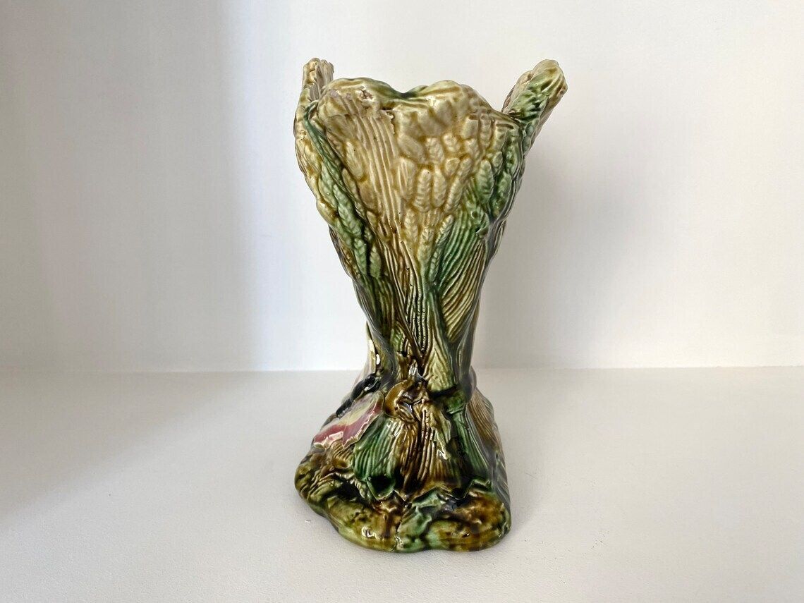 French Majolica Sheaves Of Wheat Vase Vintage 30s Pot photo for sale
