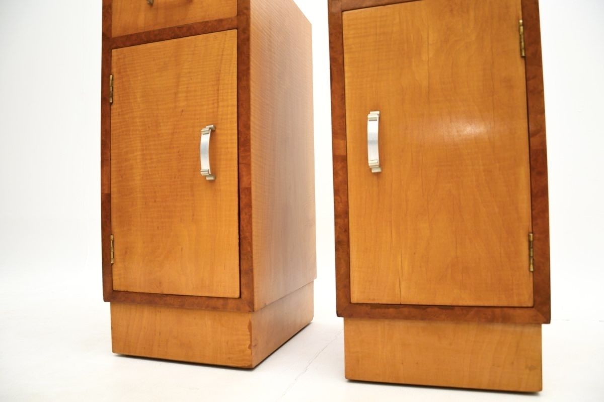 photo furniture Pair Of Art Deco Satinwood And Walnut Bedside Cabinets