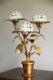 Hydrangea Lamp 1960s Italian Metal And Gilt In Faux Pot