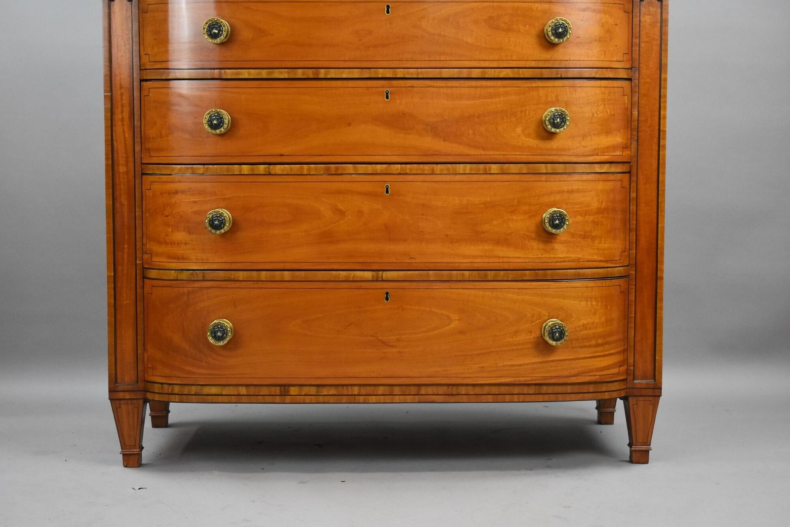 Regency Satinwood Bow Front Chest photo vintage