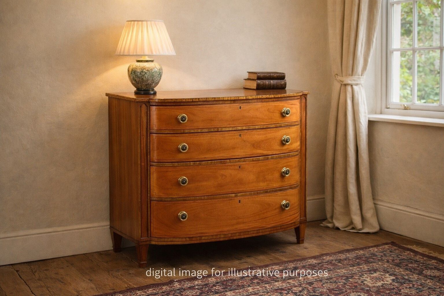 2500.0 Regency Satinwood Bow Front Chest photo