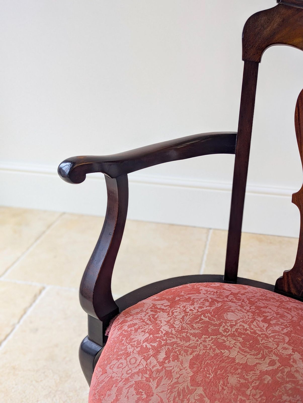 Antique Georgian Mahogany Open Armchair C.1750 photo Furniture