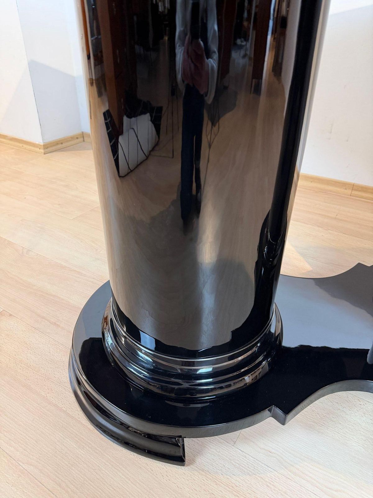 Art Deco Dining Table, Black Piano Lacquer, Metal, France, Circa 1930 photo buy