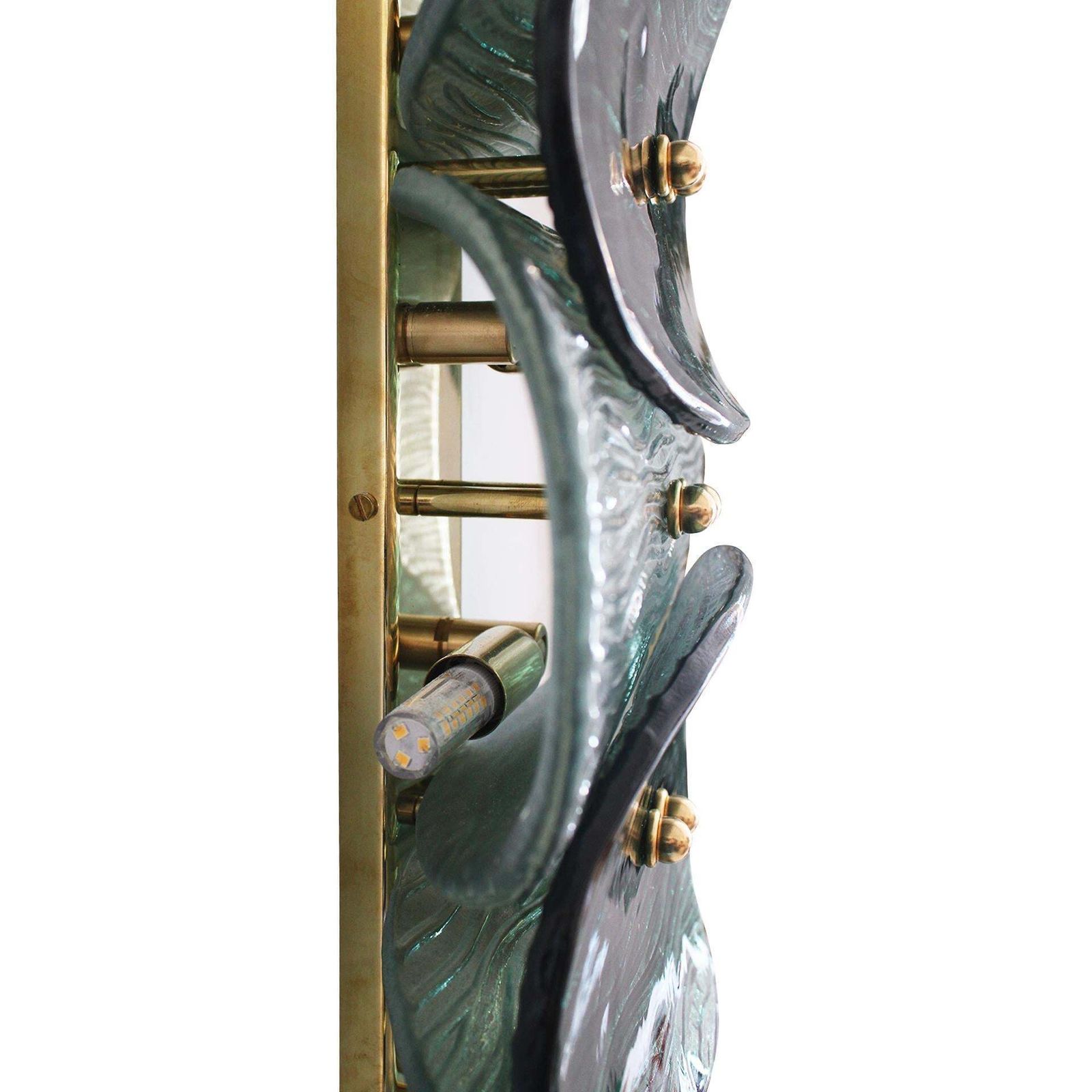 photo furniture Mid Modern Style Green And White Murano Glass And Brass Italian Wall Sconces