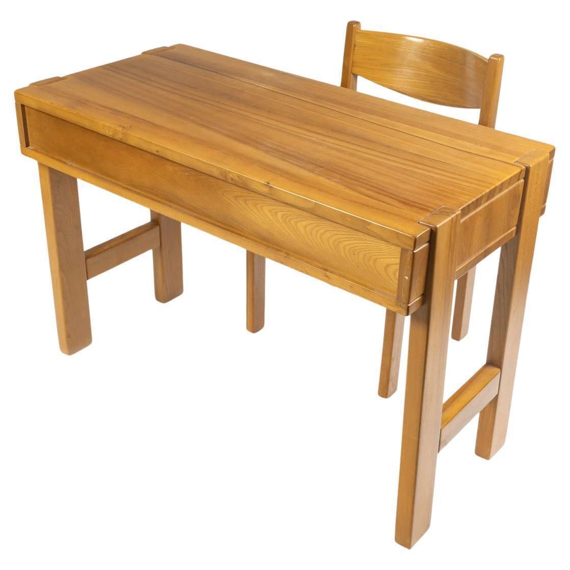 1960s Pine Desk And Chair, Sleek Design.