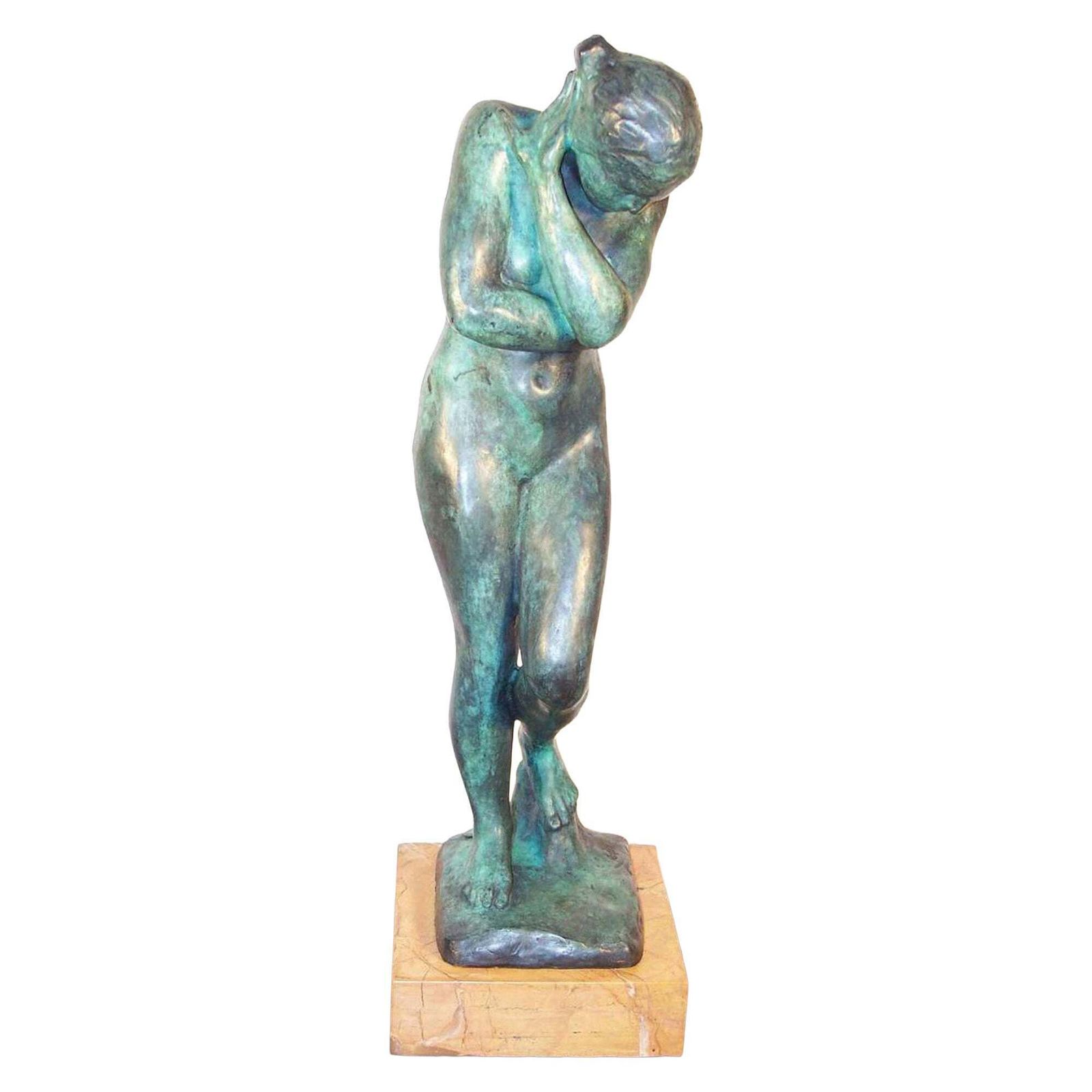 20th Century Art Nouveau Green Patinated Bronze Eve Sculpture
