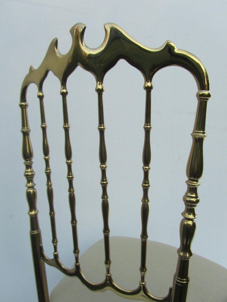 Italian Side Chair In Golden Brass By Giuseppe Gaetano Descalzi For Chiavari, 1950s photo vinterior