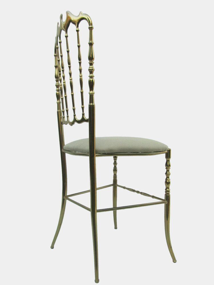 photo for sale Italian Side Chair In Golden Brass By Giuseppe Gaetano Descalzi For Chiavari, 1950s