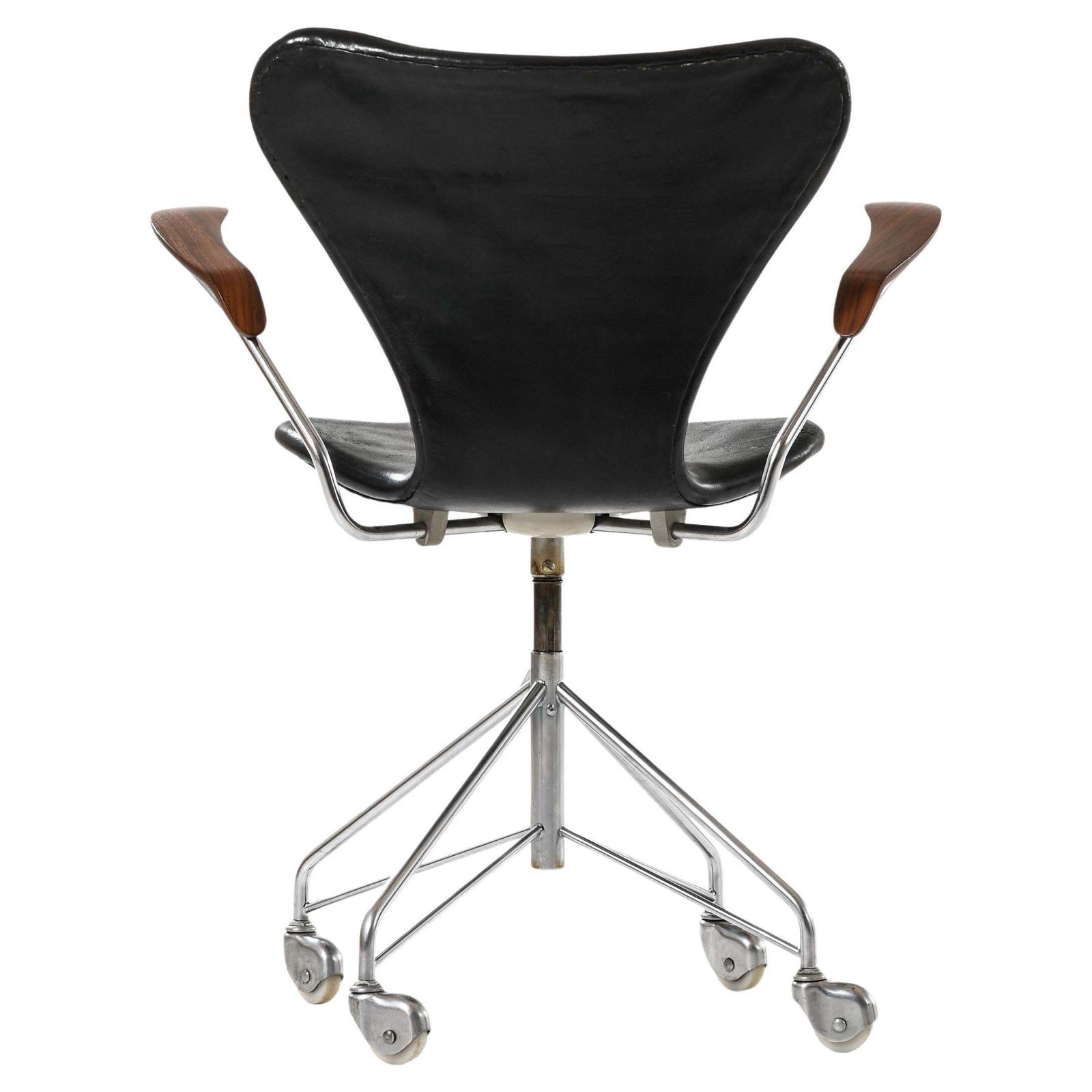 Office Chair In Leather, Steel And Rosewood By Arne Jacobsen, 1967 photo furniture