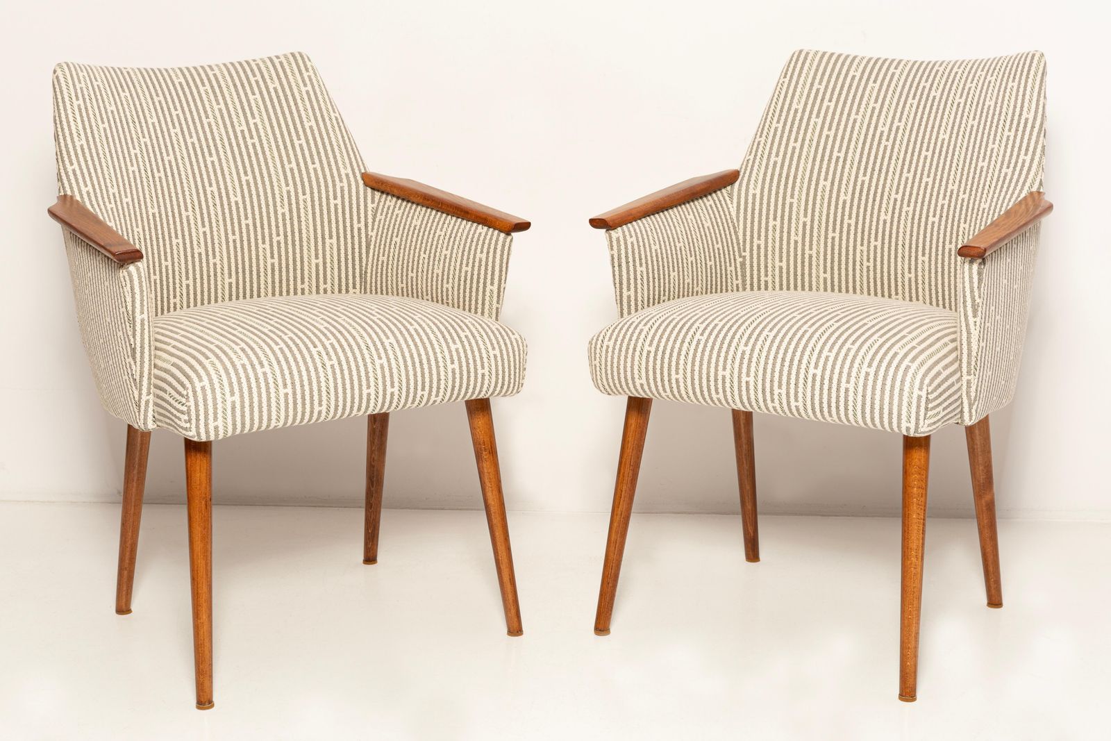 Set Of Two Mid Century Modern White Beige And Gray Chairs, 1960s, Germany photo furniture