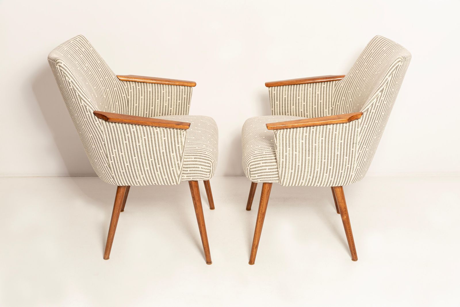 Set Of Two Mid Century Modern White Beige And Gray Chairs, 1960s, Germany photo for sale