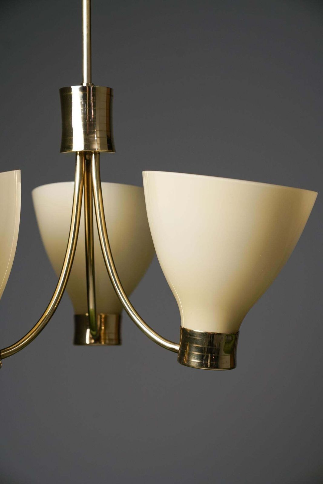 Scandinavian Modern Model 212 3 Pendant, Lisa Johansson Pape, Orno Oy, 1950s photo Lighting