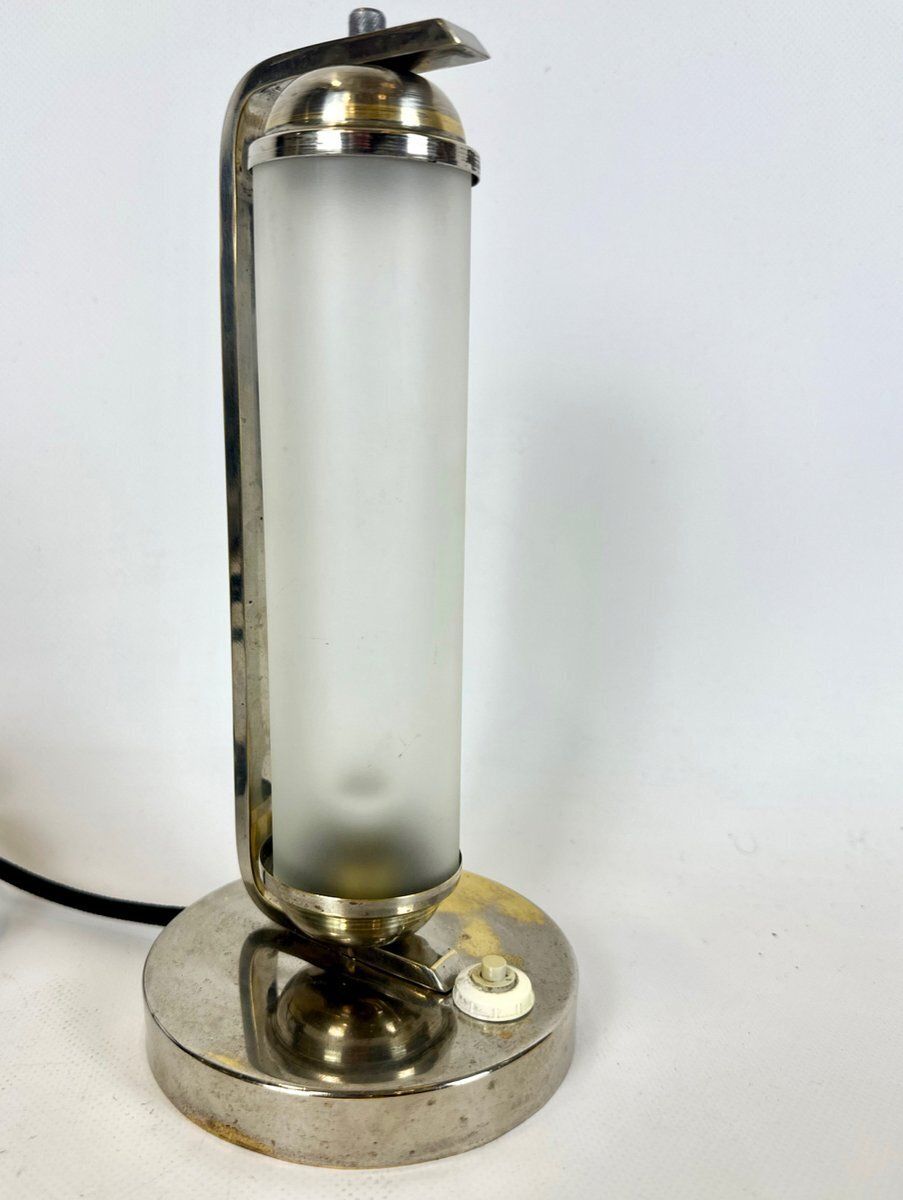 Bauhaus Nickel Plated Tubular Table Lamp From Elma Weimar, 1930s photo vinterior