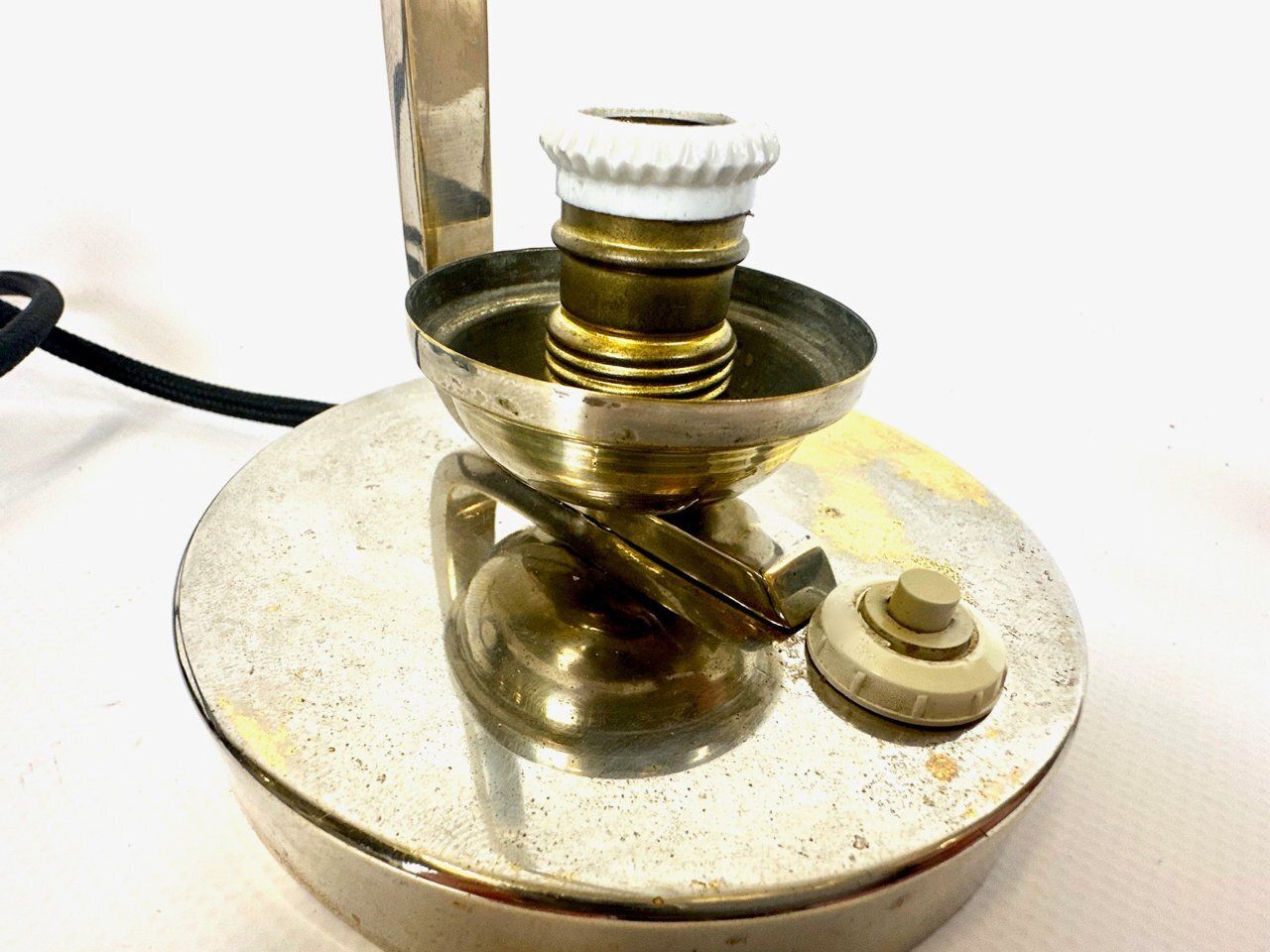 photo for sale Bauhaus Nickel Plated Tubular Table Lamp From Elma Weimar, 1930s
