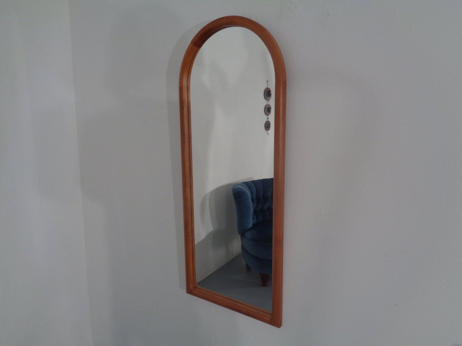 Large Cathedral Teak Mirror By Kai Kristiansen For Vildbjerg Møbelfabrik, Denmark, 1960s photo for sale