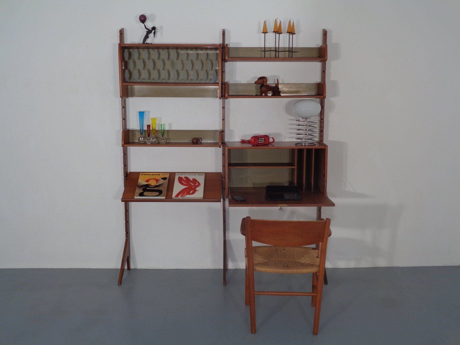 Ergo Teak Wall Shelving Unit By John Texmon Einar Blindheim For Blindheim, Norway, 1950s, Set Of 9 photo furniture