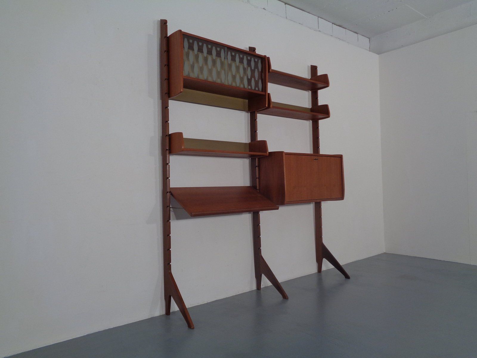 Ergo Teak Wall Shelving Unit By John Texmon Einar Blindheim For Blindheim, Norway, 1950s, Set Of 9 photo buy