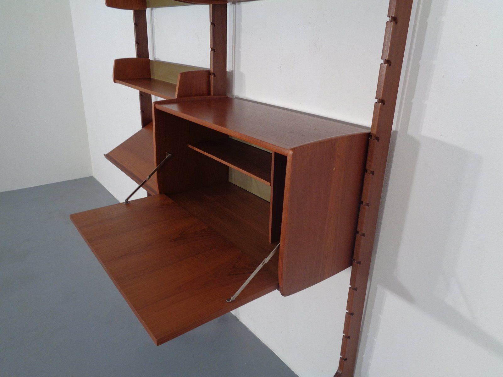 Furniture Ergo Teak Wall Shelving Unit By John Texmon Einar Blindheim For Blindheim, Norway, 1950s, Set Of 9 photo