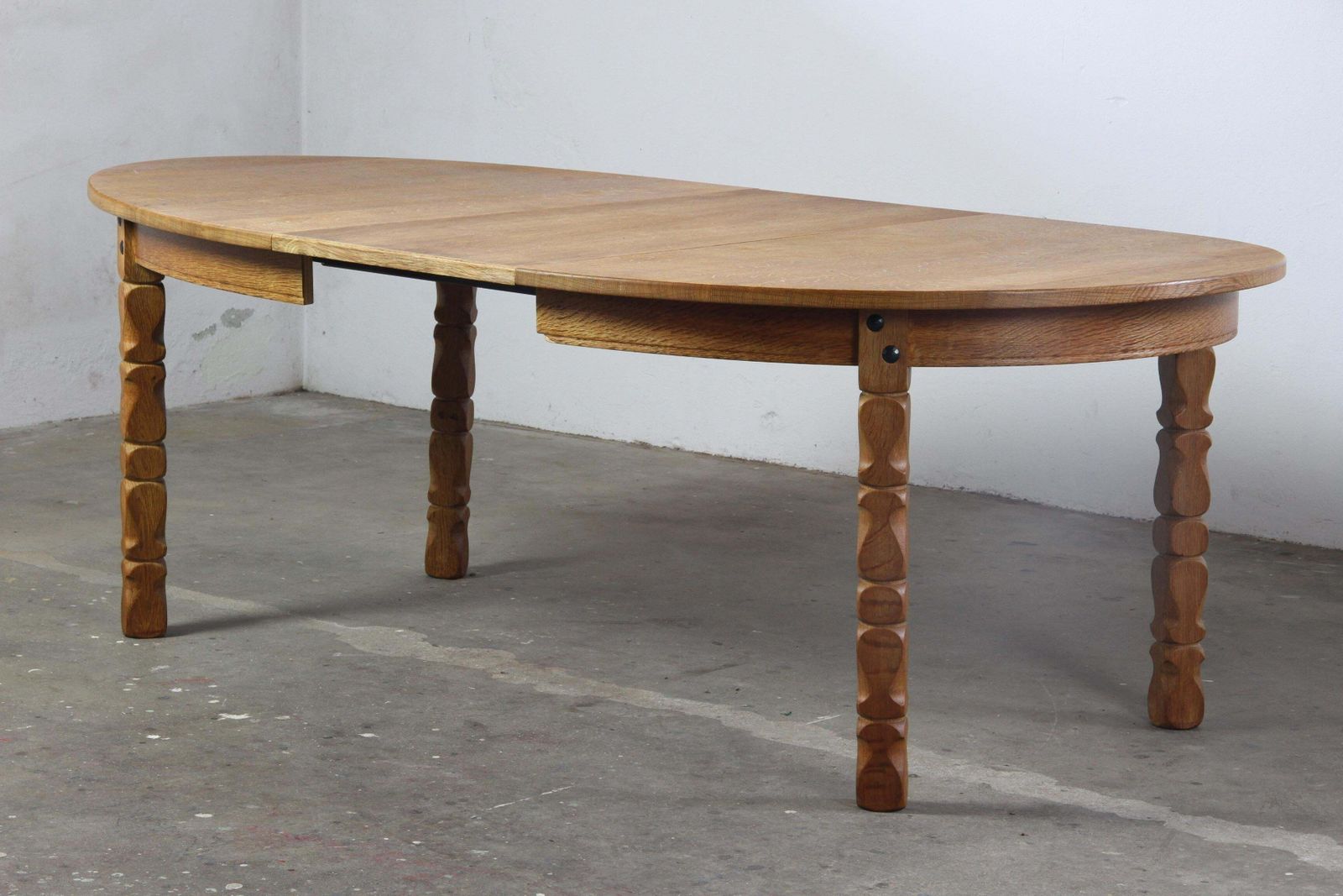 Vintage Oval Danish Oak Dining Room Table, H. Kjærnulf Style, 1960s photo vinterior