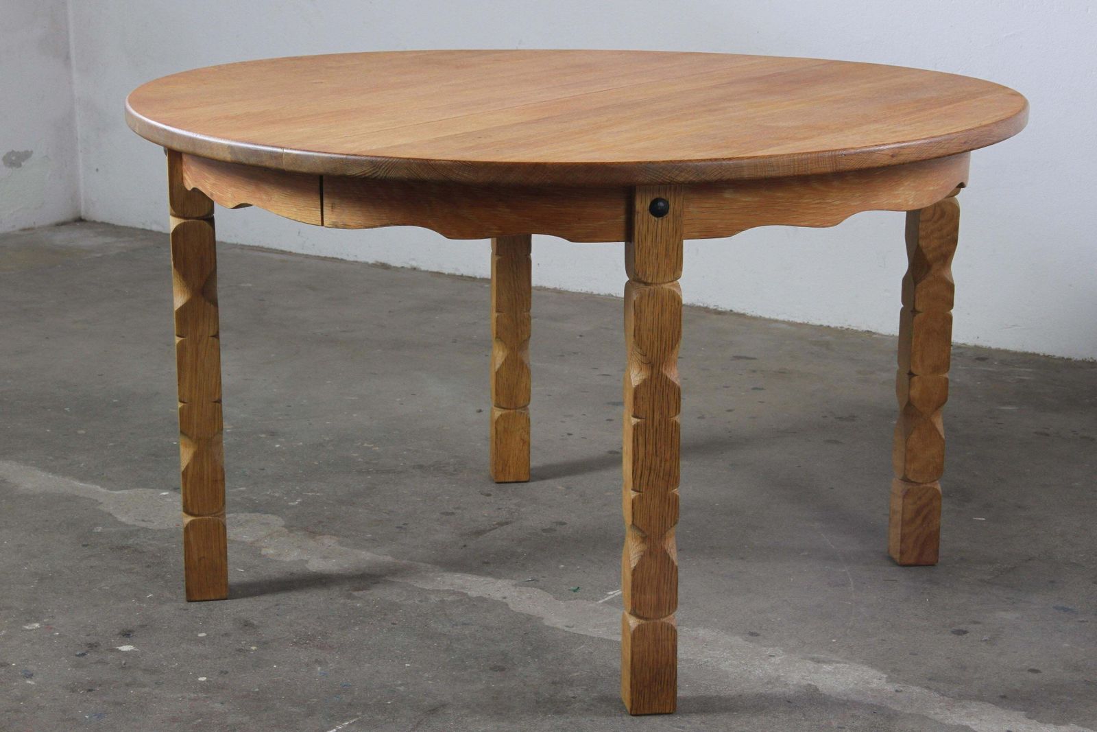 Furniture Vintage Danish Modern Oak Round Table, H. Kjærnulf Style, 1960s photo