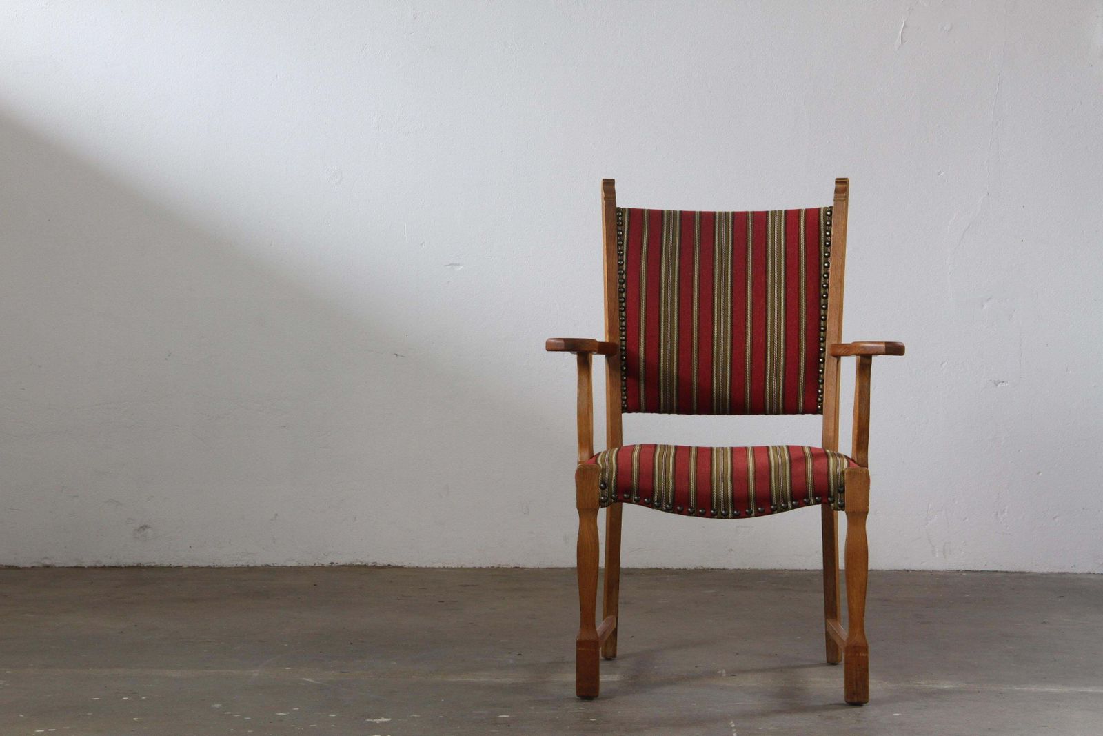 Vintage Danish Brutalist Oak Armchair In The Style Of Henning Kjærnulf, 1960s photo vintage
