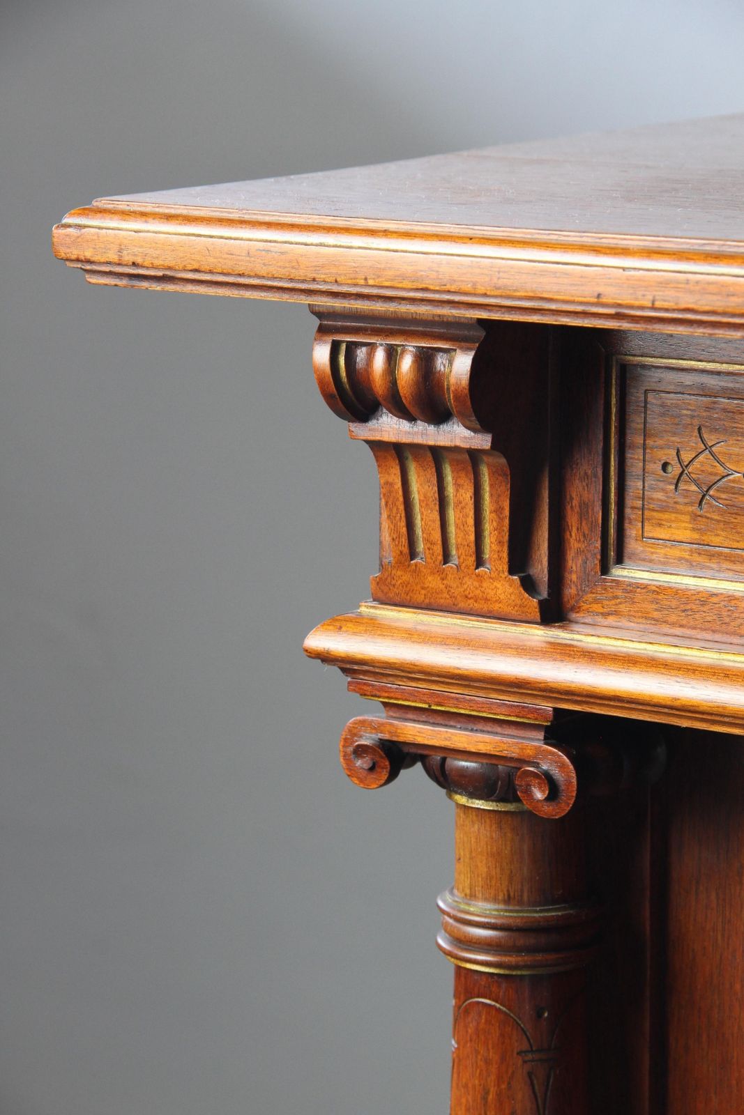Furniture Vintage Antique Danish Solid Mahogany Wood Cabinet, 1890s photo