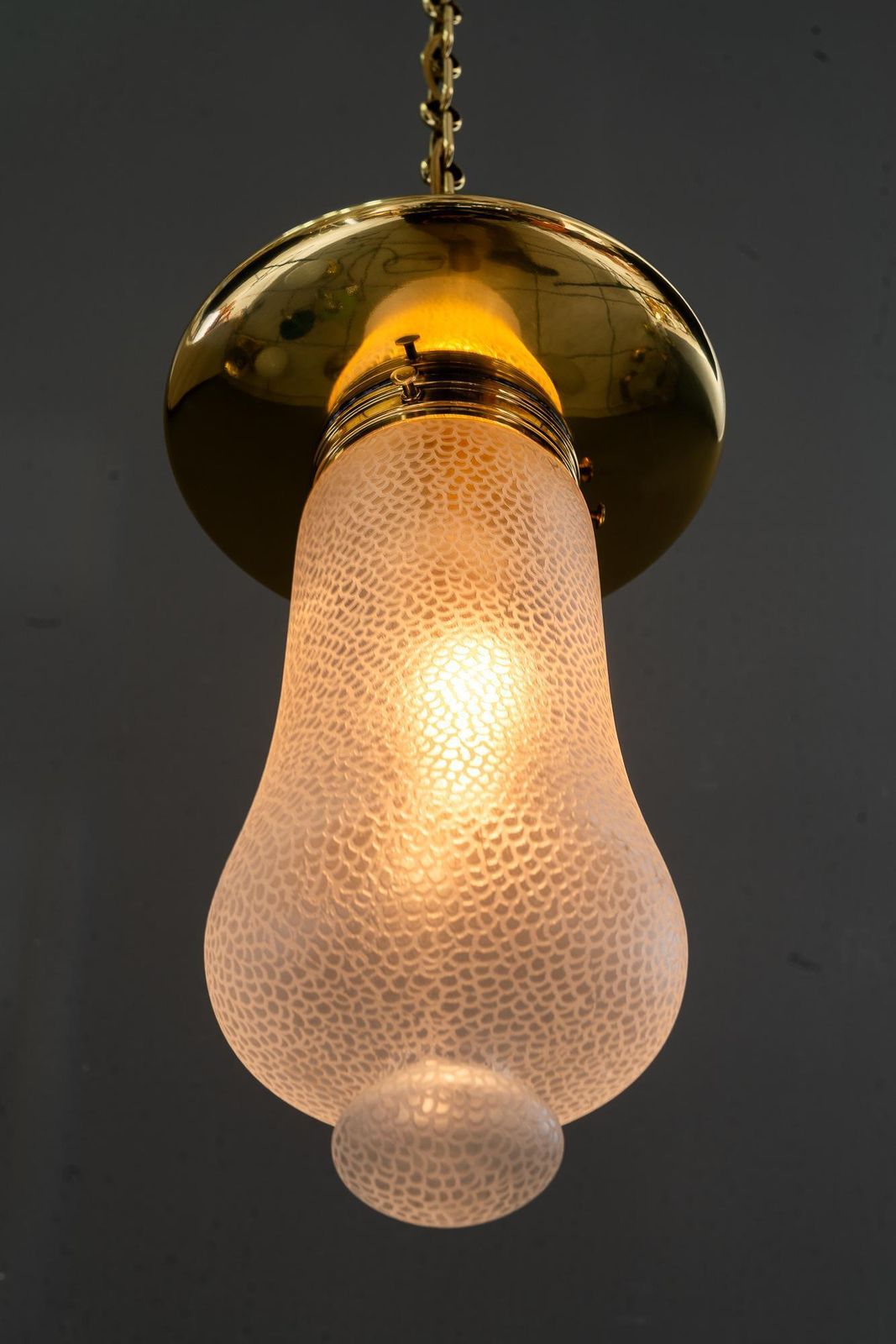 1268.0 Art Deco Hanging Pendant With Original Glass Shade Vienna Around 1920s photo