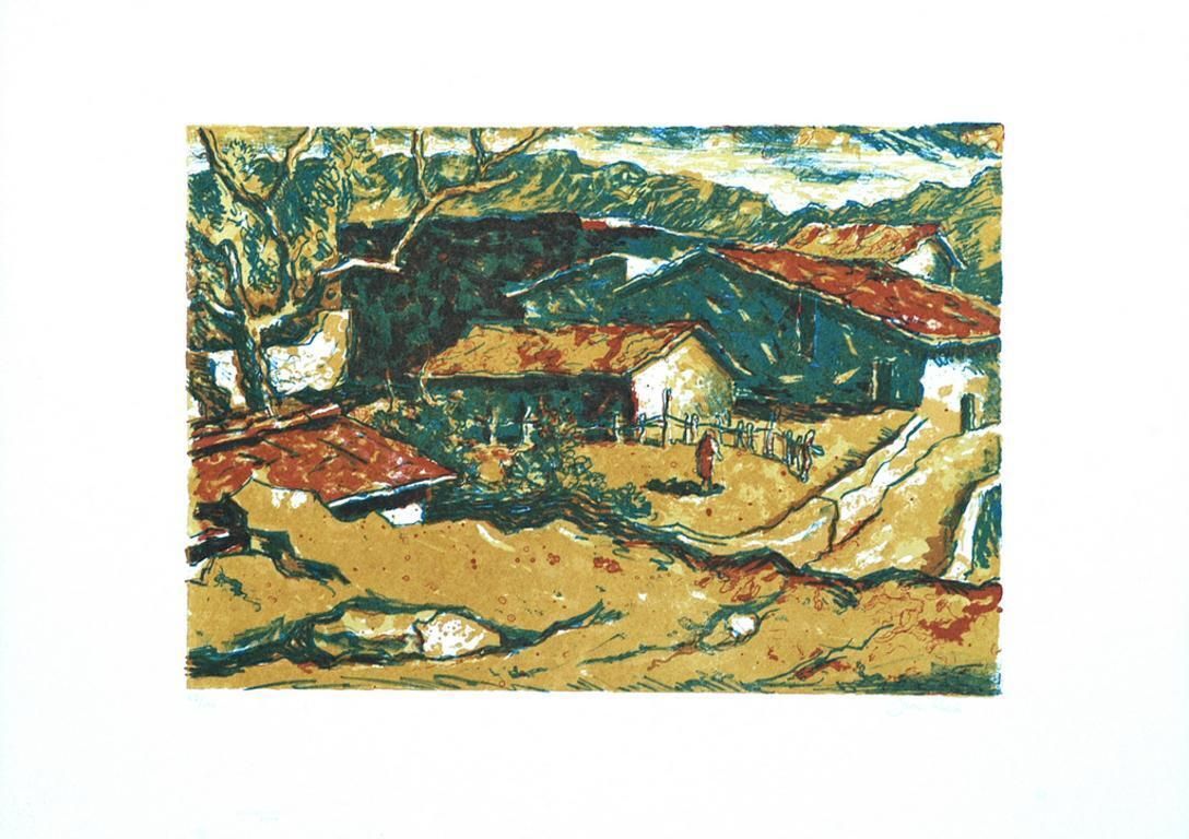 Mario Rossirural Landscape   Lithograph By Mario Rossi   1970s1970s