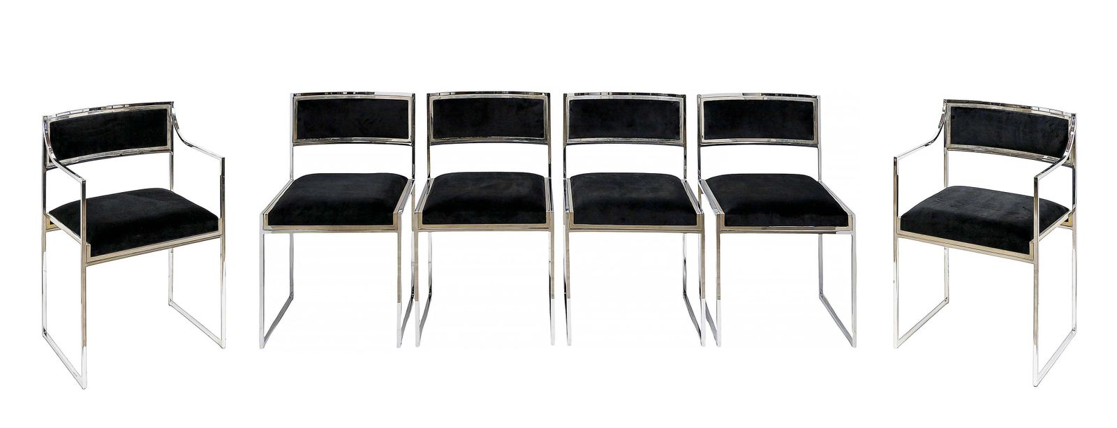Set Of 6 Pcs. Mid Century Italian Chrome Chairs By Willy Rizzo photo for sale