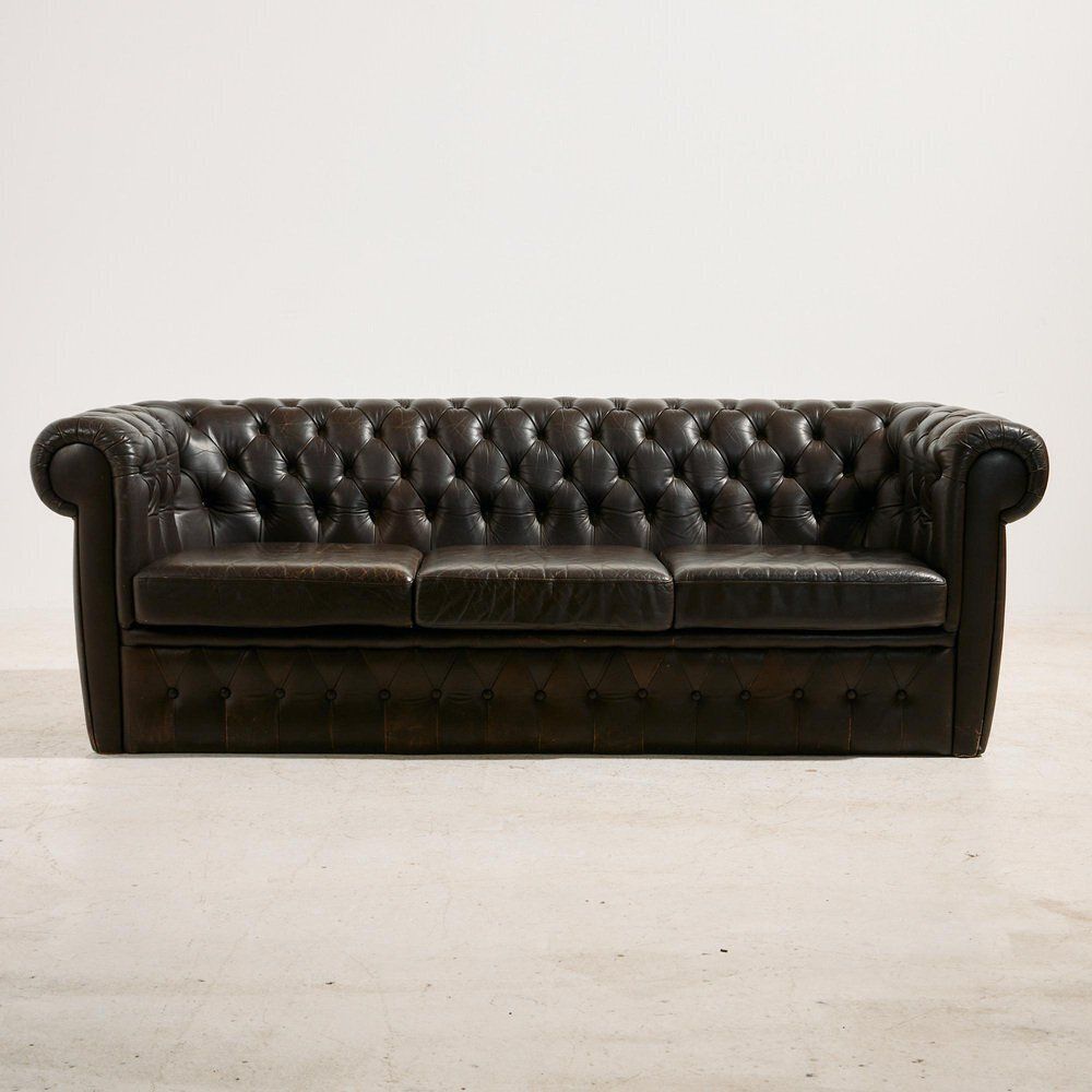 Chesterfield Leather Sofa Set, 1970s, Set Of 3 photo furniture