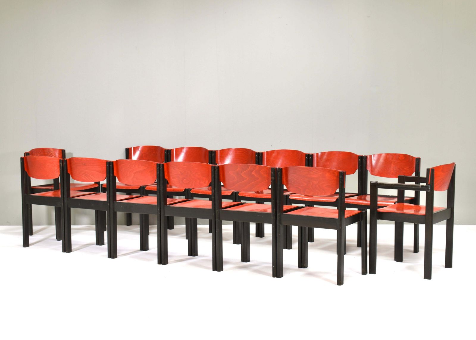 14x Italian Postmodern Stacking Chairs In Sottsass Memphis Style   Italy, 1970's photo vinterior