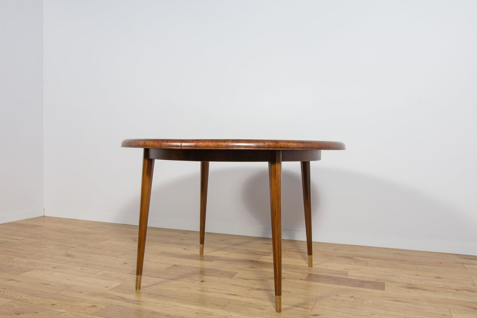 Art Deco Round Extendable Teak Dining Table, France, 1930s photo for sale