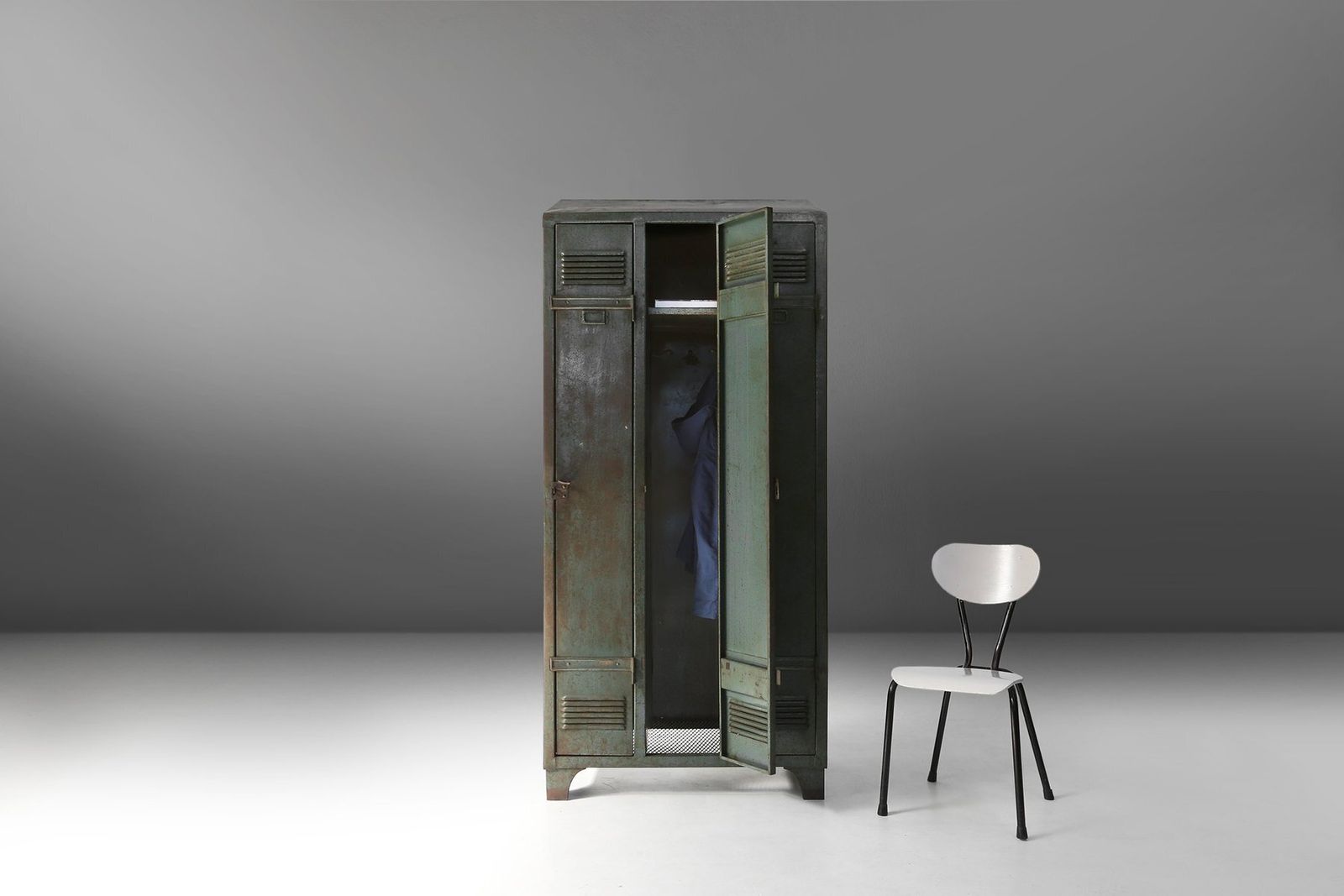 photo for sale Antique Industrial Storage Locker, France, 1910s