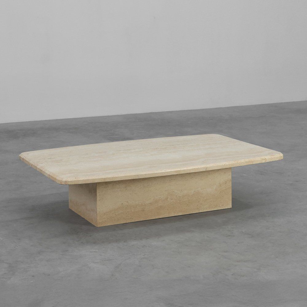 Sculptural Organic Travertine Coffee Table, France, 1980s