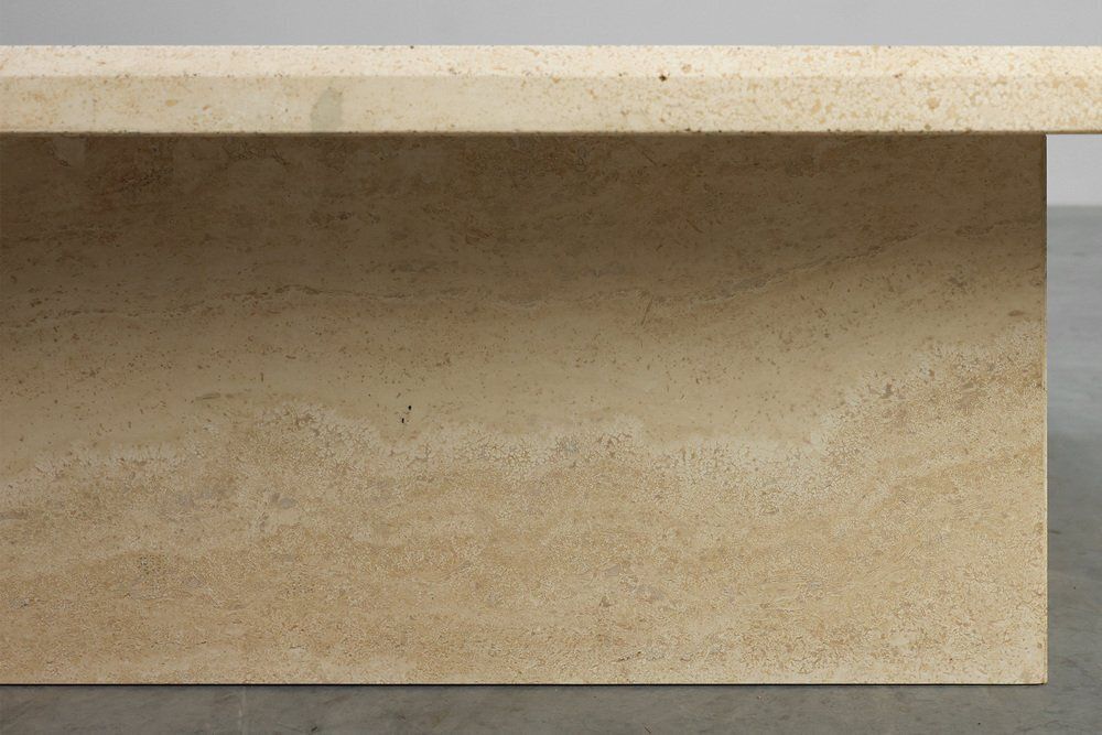 Sculptural Organic Travertine Coffee Table, France, 1980s photo vinterior