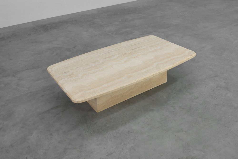 Sculptural Organic Travertine Coffee Table, France, 1980s photo buy