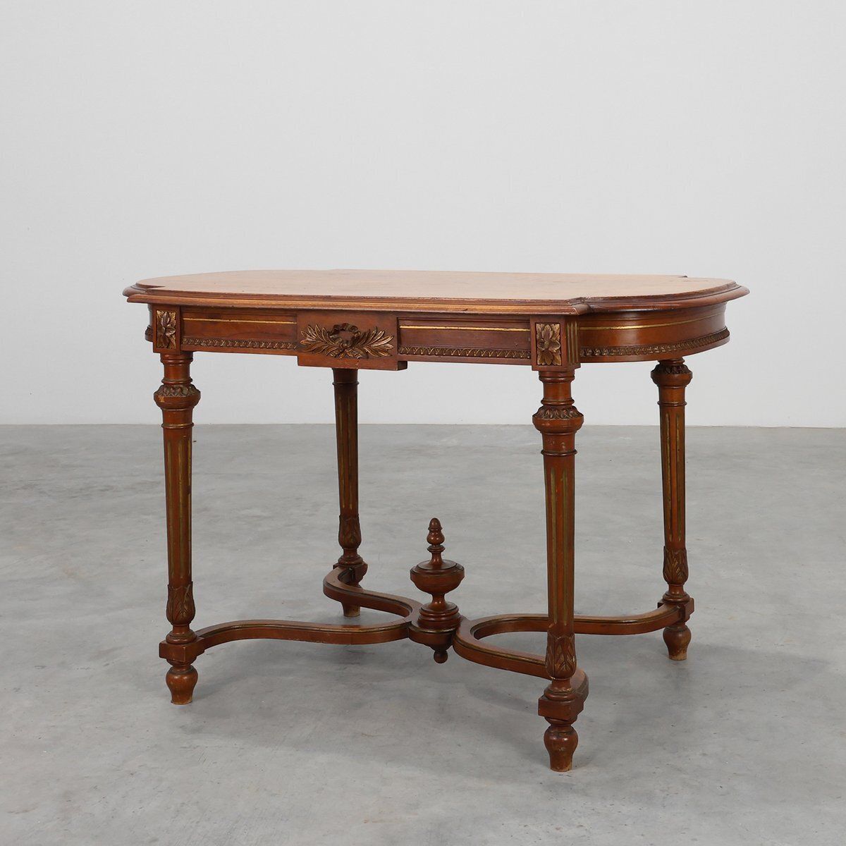 Empire French Oak Side Table With Gilt Details, 1900s
