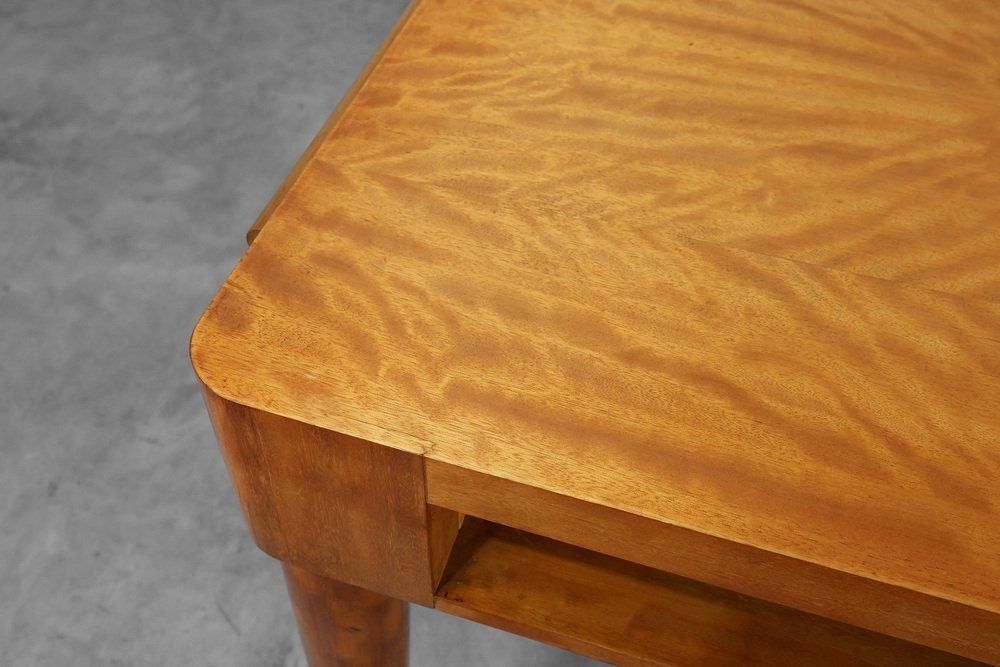 Furniture Art Deco Birch‑Veneered Side Table With Drawer, France, 1920s photo
