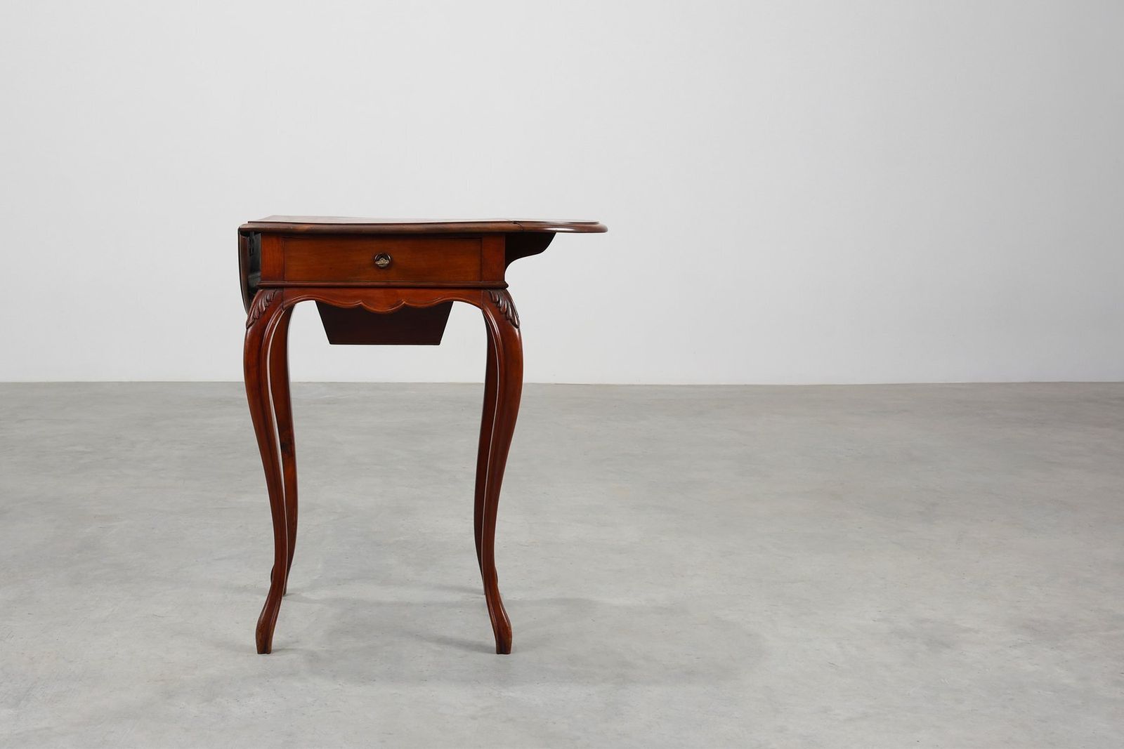 French Louis XV Style Walnut Side Table With Drawer And Side Leaves photo for sale