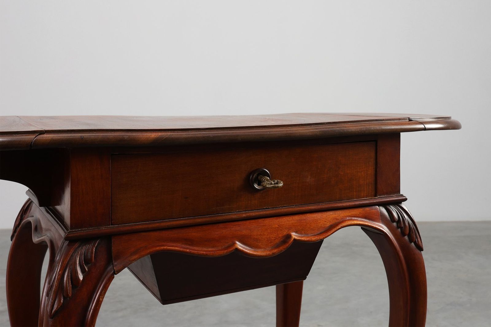 French Louis XV Style Walnut Side Table With Drawer And Side Leaves photo buy