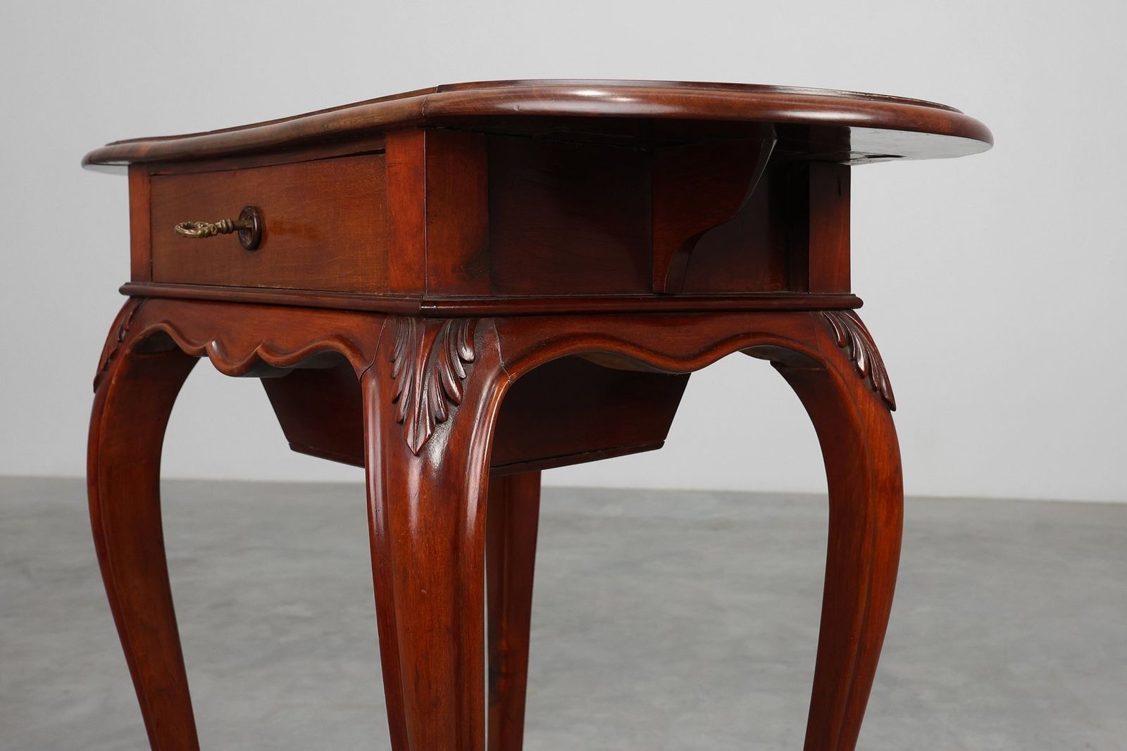 1305.0 French Louis XV Style Walnut Side Table With Drawer And Side Leaves photo