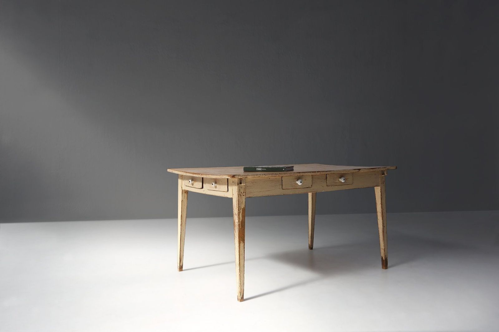 Painted Wood Farm Table With Tapered Legs, France, 1800s photo for sale