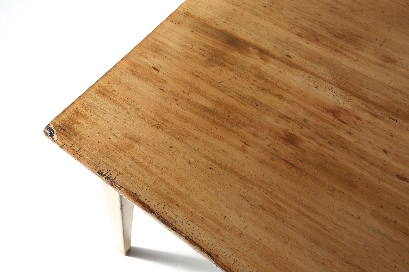 Painted Wood Farm Table With Tapered Legs, France, 1800s photo vinterior