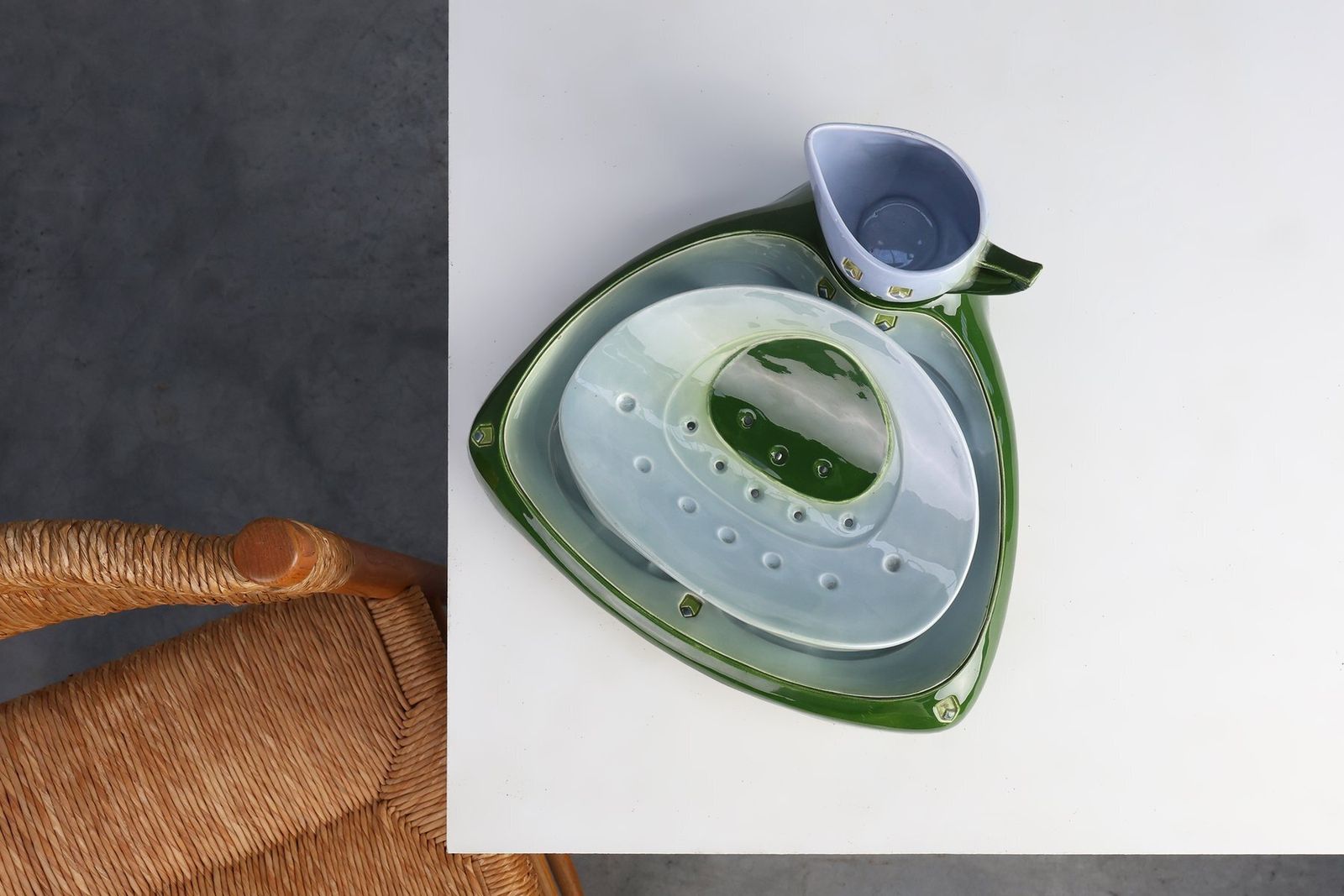 Art Nouveau Ceramic Asparagus Set By Julius Dessler, Austria, 1900s, Set Of 3 photo furniture